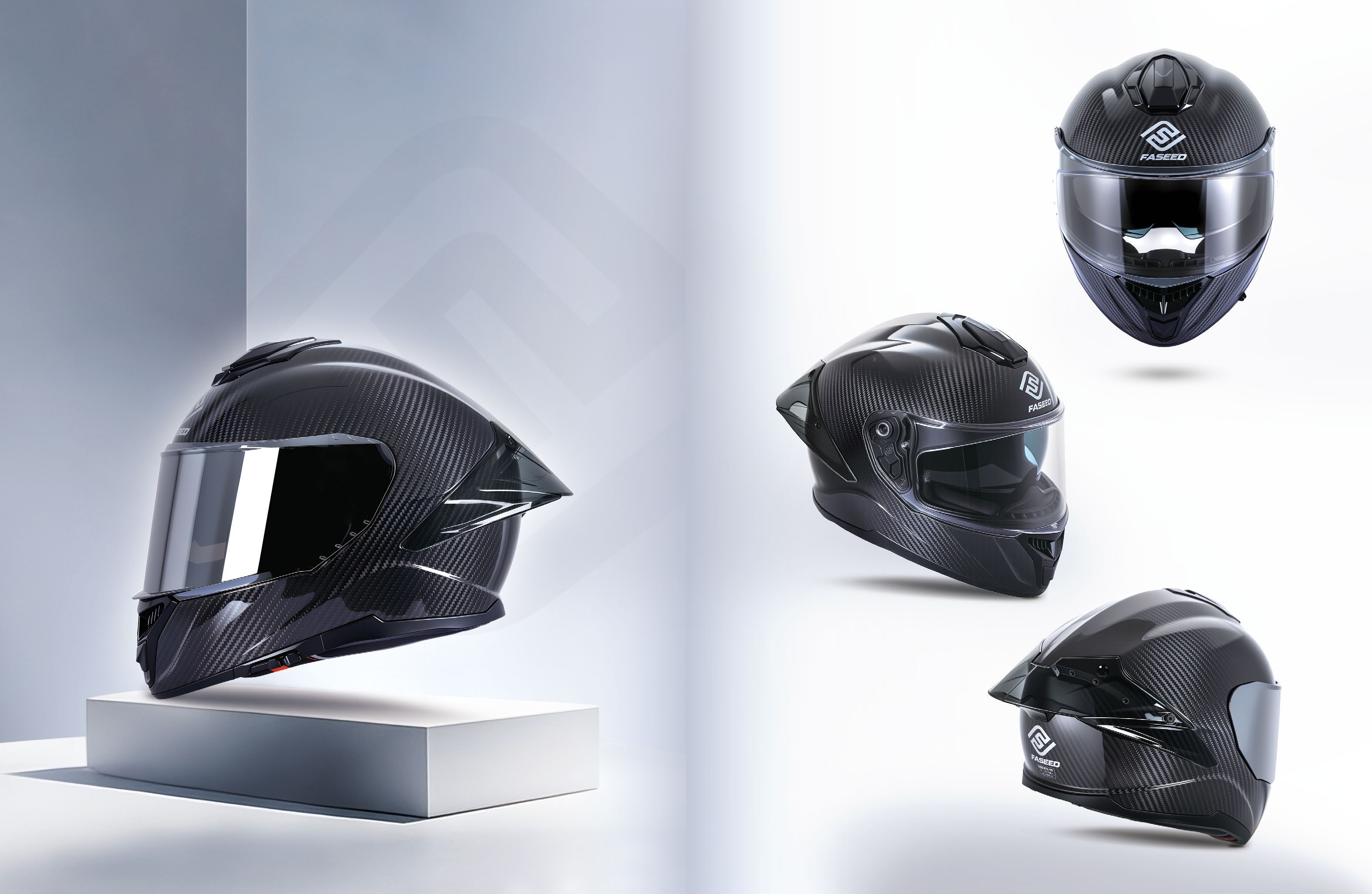 FS-861 carbon helmet from multiple angles